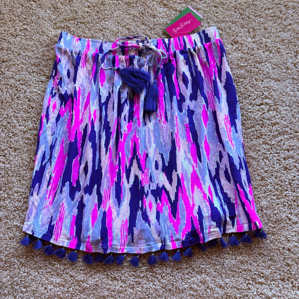 Lilly Pulitzer Palama Tube Top Amethyst One Too Many Tassel Hem Strapless Small‎